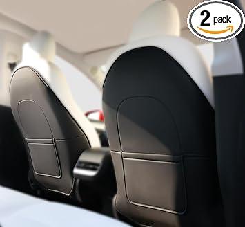 2Pcs for Tesla Model 3/Y 2017-2026 Juniper/Highland(Not for Standard), Leather Seat Back Kick Protectors Accessories, Kids Mats Waterproof Pet Covers