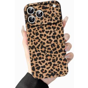 RUMDEY Cute Cheetah Print for iPhone 17 Pro Max 6.9" Phone Case, Luxury Leopard Pattern Design Cases Soft Silicone Slim TPU Shockproof Protective Bumper Cover for Women Girls- Brown