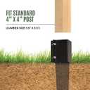Fence Post Anchor 4''x4'', Heavy Duty Metal Fence Post Anchor Ground Spike 4''x4'' for Mailbox, Bird Feeder, Decking,... with The Black Powder Coating Cover on The Surface (Set 2)