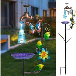 Bshine Solar Garden Decoration Outdoor Light - Water Drop Metal Butterfly Stake, Waterproof Garden Decor Path, Lawn and Yard Art Gift for Mom, Blue