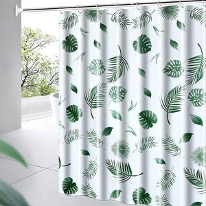 Shower Curtain Liner, 4G PEVA Green Leaf Shower Liner, Plastic Waterproof Shower Curtains, 72x72 inch with Grommet Holes 3 Magnetic Weights