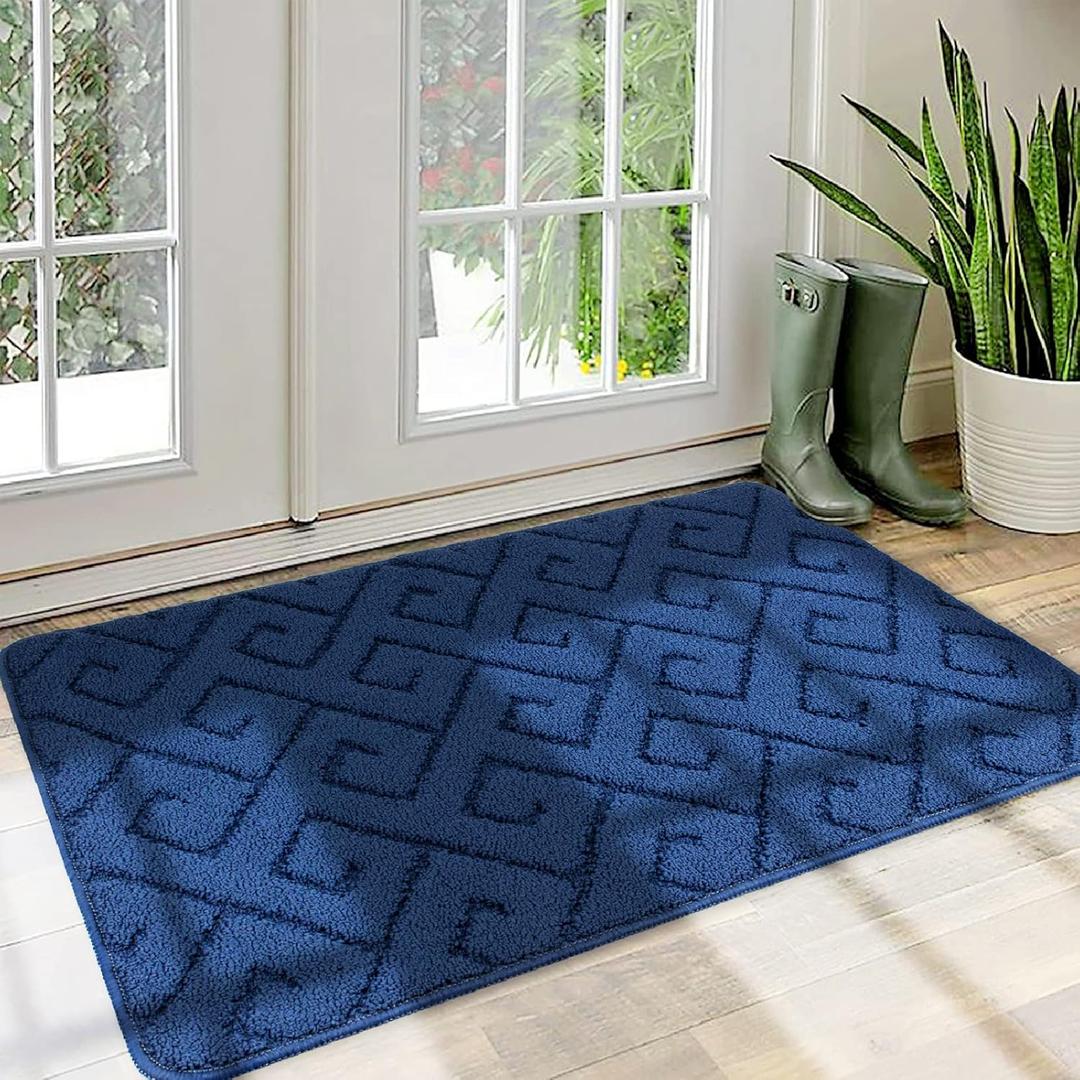 Walensee Indoor Doormat, Front Door Mat for Entrance (36"x59"Navy Blue) Machine Washable Entryway Rug, Non Slip Trapper Door Rugs Absorbent Dirt Low Profile Shoes Scraper Inside Floor Mats (3' x 4'11" (Rectangular))