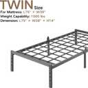 ZIYOO 14 inch Twin Metal Bed Frame for Bedroom, Guest Room & College Dorm, Heavy Duty Platform Bed with Sag-Resistant Support, No Box Spring Needed, Anti-Slip Steel Structure, Easy Assembly, Black
