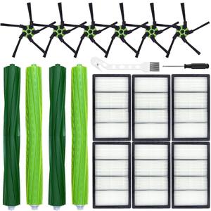 16 Pack Replacement Parts For iRobot Roomba s9 (9150) s9+ s9 Plus (9550) s Series Vacuum Cleaner, 2 Set Rubber Brushes,6 Side Brushes,6 HEPA Filters,2 Tools