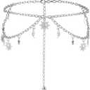 Amaxiu Double Layer Women's Metal Chain Belt, Adjustable Waist Link Belt Skinny Waistband Chain Decor for Dresses Jeans