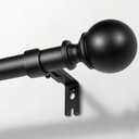 Zeerobee Curtain Rods for Windows 48 to 84, Adjustable Heavy Duty Wrap Around 1 Inch Curtain Rod, Outdoor Indoor Room Divider Modern Drapery Pole, Black, 32-86"