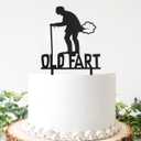 2 x Acrylic Old Man & Woman Birthday Cake Topper - Humor Decoration, Black
