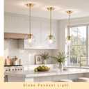 8" Globe Pendant Light Gold Mid Century Modern Light Fixture Clear Glass Pendant Lights Kitchen Island Modern Pendant Lights Brushed Brass Finished with Clear Glass Lampshade for Bedroom