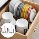 4 Pcs Dinnerware Bowl Plate Holder Fit for 4.7 and 6.5 Inches Diameters Bowl, Metal Bowls Storage Dying Display Rack Bowls Holder Organizer for Kitchen Drawer Countertop Cabinet Cupboard Shelf