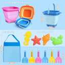 Dreamon Beach Toys for Kids 3-10, Collapsible Sand Castle Toys for Beach Include 3 Pack Foldable Buckets, Shovels Molds and Storage Mesh Bag, Sandbox Travel Toy for Toddlers Kids, Medium, Small