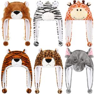 Newcotte 6 Pcs Kids Costume Hats Animal Hats Set Plush Fun Animal Headgear for Adults Teens Theme Party Christmas Halloween
