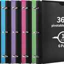 360 Pivotable 3 Ring Binder, Upgraded Foldable Binders 1 inch 6 Pack, Thin Small Three Ring Binder Fits 8.5" x 11", for Home, School and Office Binders Supplies - 6 Assorted Color (Black+green+blue+red+pink+purple)