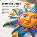 3 Pcs Metal Sun Outdoor Wall Art Decor, Colorful Laser Printed Mexican Style Patterns, Outdoor Decorations for Garden Yard Patio Lawn.
