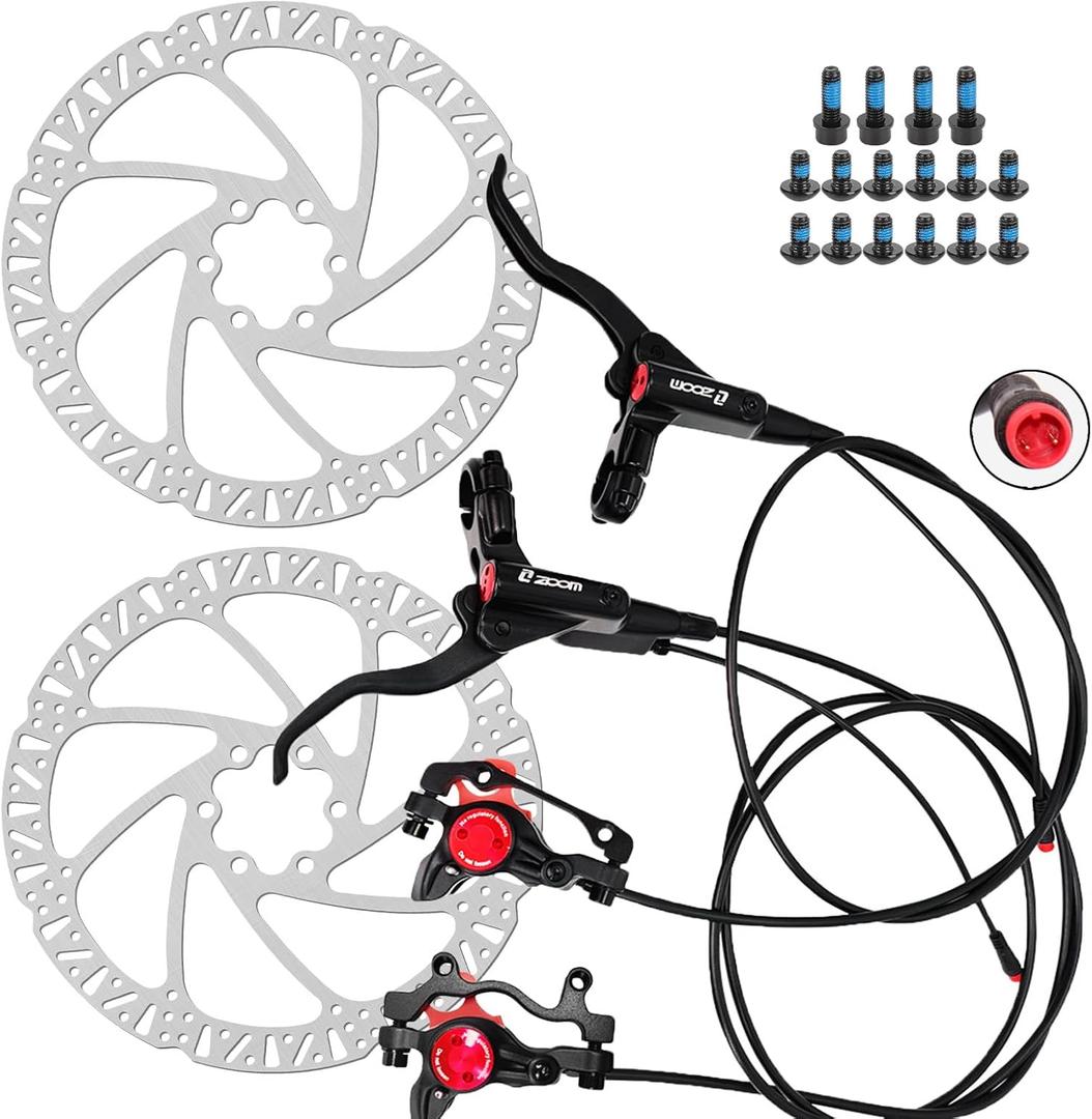 Zoom eBike Hydraulic Brake Upgrade Kit 2/3 PIN Male Waterproof Power-Off Sensor Connector, Pre-Bled Brake Levers & Calipers with 160mm Rotors