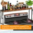 Spice Rack Shelf for Kitchen Stove, Over the Stove Shelf with 4 Level Adjustable Height, Over Stove Spice Rack with 4 Hooks, Rustic Brown + Black