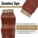 Tape In Hair Extension 18inch 100% Real Human Hair Tape In Extension For Women #14 Auburn Color Skin Weft PU Tape In Extensions Human Hair 50g 20pcs/Pack