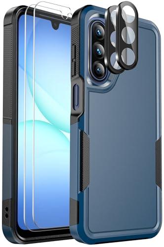 Ezanmull for Samsung Galaxy A17 5G Phone Case, [Military Grade Drop Protection] [Glass Screen Protector + Camera Lens Protector] Non-Slip Shockproof Case (Blue)