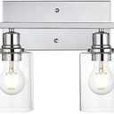 VINLUZ 6 Lights Bathroom Vanity Light in Chrome Finish with Clear Cylinder Glass Shade Industrial Wall Light Fixtures Over Mirror for Dressing Table Bedroom