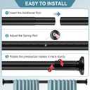 ZOCONE Tension Curtain Rod 51-168 In(4.25-14 Ft), Outdoor Curtain Rod No Drilling for Patio Window, Adjustable Shower Curtain Rod for Bathroom, Extra Long Tension Rod Diameter 1.26In Never Rust, Black