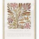 EcoHest Bible Verse Floral Framed Wall Art, 12x16 in OAK Wood Abstract Flowers Canvas Wall Art, Ephesians 3:17 Home Decor, Beige Logs Boho Christ Set of 1 for Bedroom Living Room