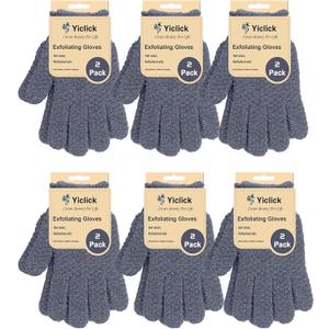 Yiclick 12Pcs Heavy Exfoliating Gloves, Body Scrub Glove For Shower Bath, Body Scrub Exfoliator, Exfoliating Body Scrubber for Bath Shower Exfoliation, Exfoliate Sponge Loofah Washcloth Mitt Men Women (Grey)