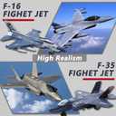Double Fighter Jet Toy, F35 & F16 Diecast Planes with Lights & Sounds, Pull Back Military Airplane Toy Gift for Toddler,Kids, Boys