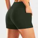 Pudolla Womens Swim Shorts High Waisted Bathing Bottom Shorts Tummy Control Board Swimsuit with Pockets (Medium, Olive Green)