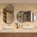 Dorlicecass Irregular Wall Mirror - Wall Mirrors Decorative 20"x36" Black Asymmetrical Mirror Tempered Glass Aviation Aluminum Alloy Frame for Bathroom, Bedroom, Living Room, Cloakroom, Entryway