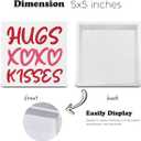 Romantic Gifts for Women Men Desk Decor Funny Hugs and Kisses Wood Sign for Home Living Room Bedroom Desk Shelf Table Decor 5 X 5 Inches Pack Of 6
