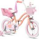 Glerc Petal Girls Bike for Ages 2-9, Kids Bike with Training Wheels, Basket & Streamers, Princess Style Kids Bicycle, for Girls, 14 Inch