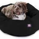 Majestic Pet 52 Inch Suede Calming Dog Bed Washable 52x35x11 (Inch)  Cozy Soft Round Donut Dog Bed with Spine Support for Dogs to Rest Their Head - Pet Bed X- Large  Black