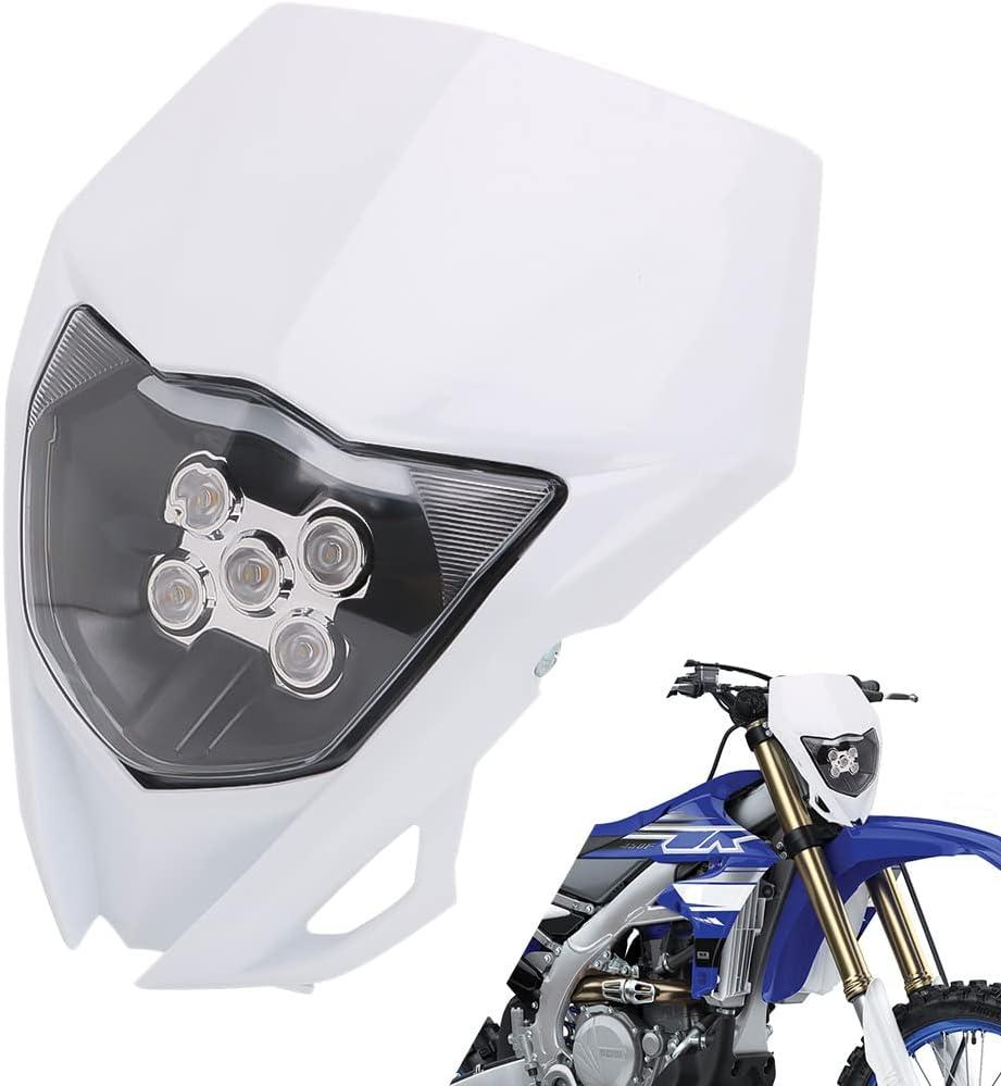 AnXin Dirt Bike LED Headlight,Motorcycle Headlights Kit Universal for TTR230 WR450F YZ250F YZ450F WR250R Most Dirt Pit Bike Supermoto Enduro Motocross White
