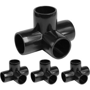 4 Way PVC Pipe Fittings 3/4 Inch, Zernmiarder Black PVC Elbow Corner Side Outlet Tee Fitting, SCH40 Furniture Grade Pipe Connectors - Fits 3/4" Polyvinyl Chloride Pipes, 12 Pieces