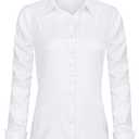 J.VER Womens Dress Shirts Long Sleeve Button Down Shirts Wrinkle-Free Stretch Regular Fit Solid Work Blouse White Small