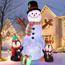 AerWo 6FT Christmas Inflatables Outdoor Decorations, Upgrade Cute Inflatable Snowman Penguins Blow Up Yard Decorations with Rotating LED Lights for Indoor Outdoor Yard Garden Christmas Decor