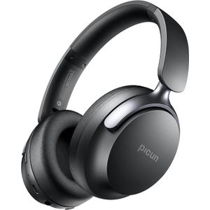 Picun NC60 Hybrid Active Noise Cancelling Headphones, Foldable Wireless Over Ear Bluetooth 5.4 Headphones, 80H Playtime, Transparency Mode, Stereo Bass, Custom EQ via App for Travel Home Black