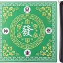 Mahjong Mat,Mahjong Game Table Mat with 3 Dice & Carrying Bag,31.5"x31.5" Green Rubber Anti-Slip Playmat for Mahjong, Card, Board & Tile Games