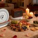 Cutting Board Set, Checkered Wood & Glass Cutting Boards for Kitchen, Retro Record Style Chopping Board with Holder, Serving Tray Gift Set, Ideal for Meat, Bread, Vegetable, Fruit