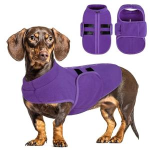 Queenmore Medium Dog Sweaters, Soft Fleece Vest Pullover Dog Jacket with Leash Hole, Warm Winter Dog Clothes Cold Weather Doggy Dachshund Sweater for Medium Dogs Cats Boy or Girl (Lavender, M)