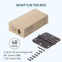 TICONN 48-Pack 3.5 Inch Door Hinges with 5/8" Radius Corner, 3-1/2 x 3-1/2 Inch Iron Bifold Residential Doors Hardware (5/8" Radius Corner, Oil Rubbed Bronze, 48 Pack)