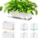 LaLaGreen Planters for Indoor Plants (7 Pack) Assorted Color Window Boxes, Rectangular Self-Watering System Long Windowsill Plant Pots with Drainage Herb Garden Flower Box Modern Stylish Outdoor