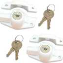 QCAA Heavy Duty Keyed Sash Lock, Child-Proof Security, Only Unlock with Key, CTC 1.77", White, 2 Pack, Made in Taiwan