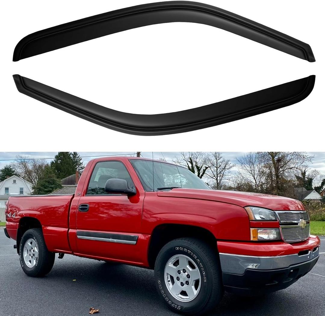 Window Visors Rain Guards for 1999-2007 Chevy Silverado/GMC Sierra 1500, Window Vent Wind Deflectors Visors Shades for 99-06 Silverado/Sierra 2500, 01-07 Silverado/Sierra 3500 Standard Cab, 2 PCS