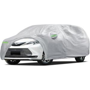 Car Cover Custom Fit for Toyota Sienna 1997-2026, Migaven Waterproof Full Exterior Cover Sun Rain Protection with Door Zipper and Cotton Lining, Silver