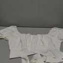 COOUFE Women's Crop Tops Ruffle Short Sleeve Tie Back Summer Off Shoulder Top Blouse XL