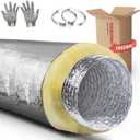 10 Inch Insulated Duct,10 inch Insulated Flexible Duct 25 Feet Long R-4.2,Insulation AC Flex Duct, for Heavy Duty HVAC & Exhaust Ductwork
