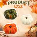 Thyle 3 Pcs Large 7" Artificial Pumpkin Decor 3D Faux Foam Harvest Pumpkins