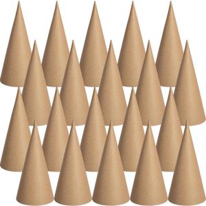 RunNico 20PCS Thick Christmas Paper Mache Cones, 5.9'' x 2.8'' Thick Cardboard Craft Cones, Open Bottom Cone for Christmas Tree Gnomes Decorations DIY Art Crafts