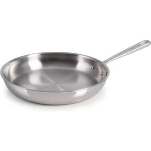 T-Fal Pro Tri-Ply Fry Pan, Stainless Steel Pan 12 inch, Induction Cookware, Oven Safe 500F, Fast & Even Heat, Professional Quality & Durability, Skillet, Cookware, Silver