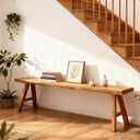 Front Entryway Bench Indoor Hallway Bedroom End of Bed Farm House Rustic Dining Table Vintage Narrow Noodle Bench Solid Wood (L 31.5x10.2W x 17.7H)